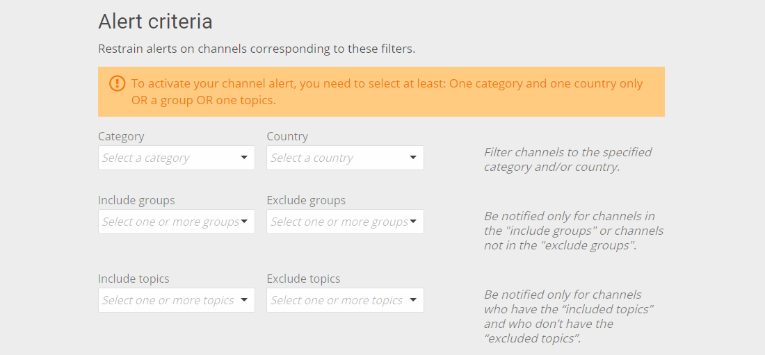 Wizdeo Analytics-Alert Criteria
