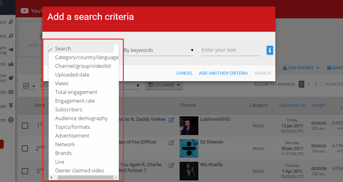 Wizdeo Analytics-Add a criteria条件选择-类目