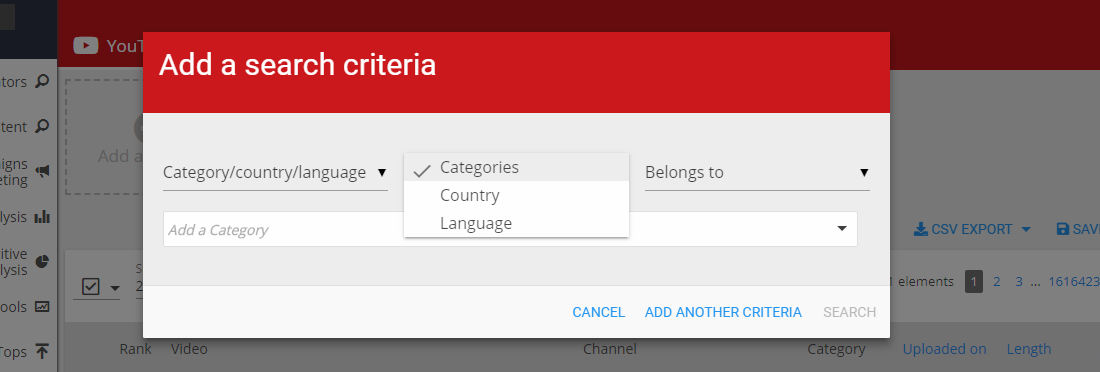 Wizdeo Analytics-Add a criteria条件选择-二级分类条件-1